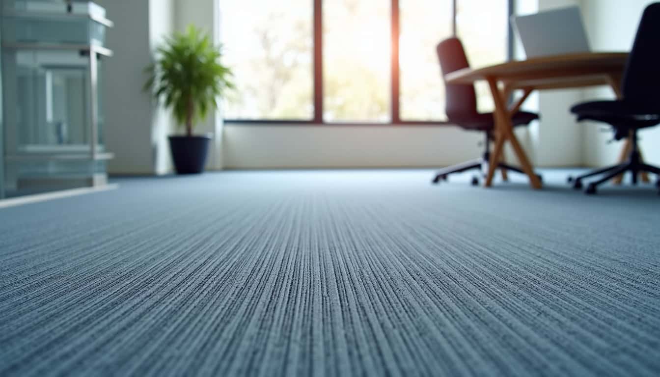 Dalles de tapis AT Stream posées dans un espace professionnel, fabricant Cabana