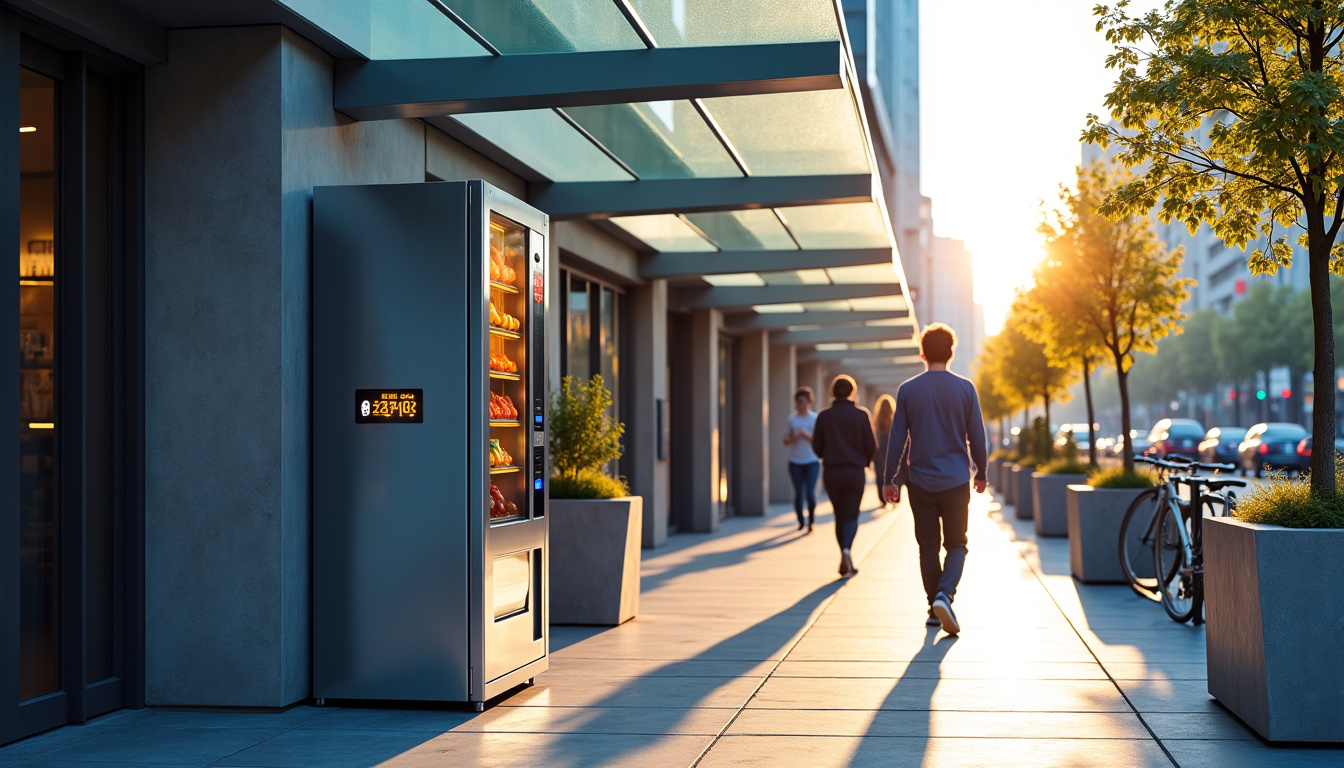 Installation d’un distributeur automatique en extérieur dans une rue urbaine