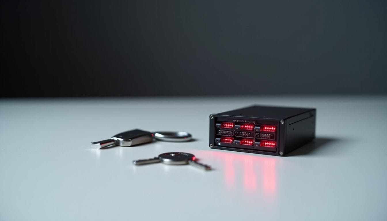 Illustration des risques liés à la collecte de données sur CrushOn AI, avec des icônes de clés, de cadenas brisés et de serveurs