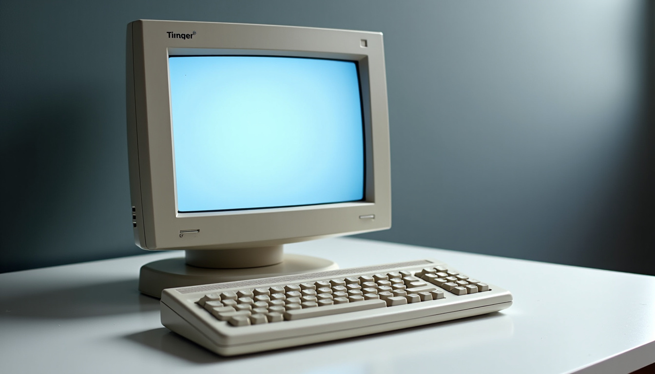 Ordinateur vintage équipé de Windows 95, exposé dans un musée ou une collection privée