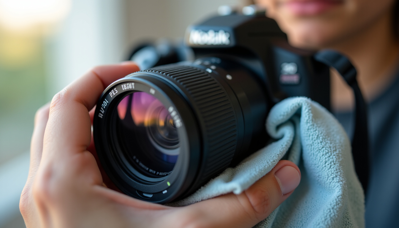 Nettoyage délicat de l’objectif du Kodak PixPro FZ55 avec un tissu microfibre