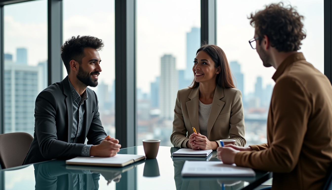 Groupe de professionnels discutant autour d
