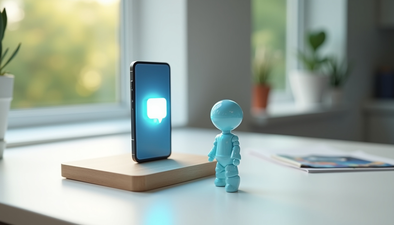 Interface de l’application J.AI montrant un échange avec un personnage IA en mode conversation