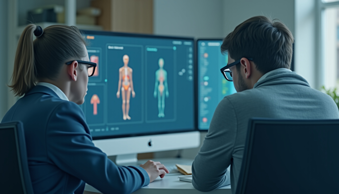 Un étudiant en médecine utilisant Leo AI pour réviser des schémas anatomiques sur son ordinateur