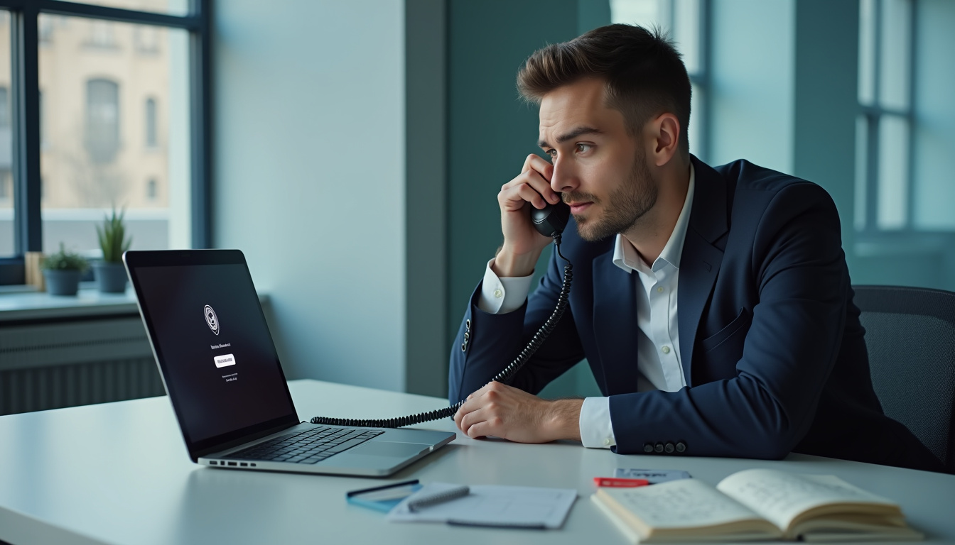 Agent en train de contacter le support technique pour un problème de messagerie académique