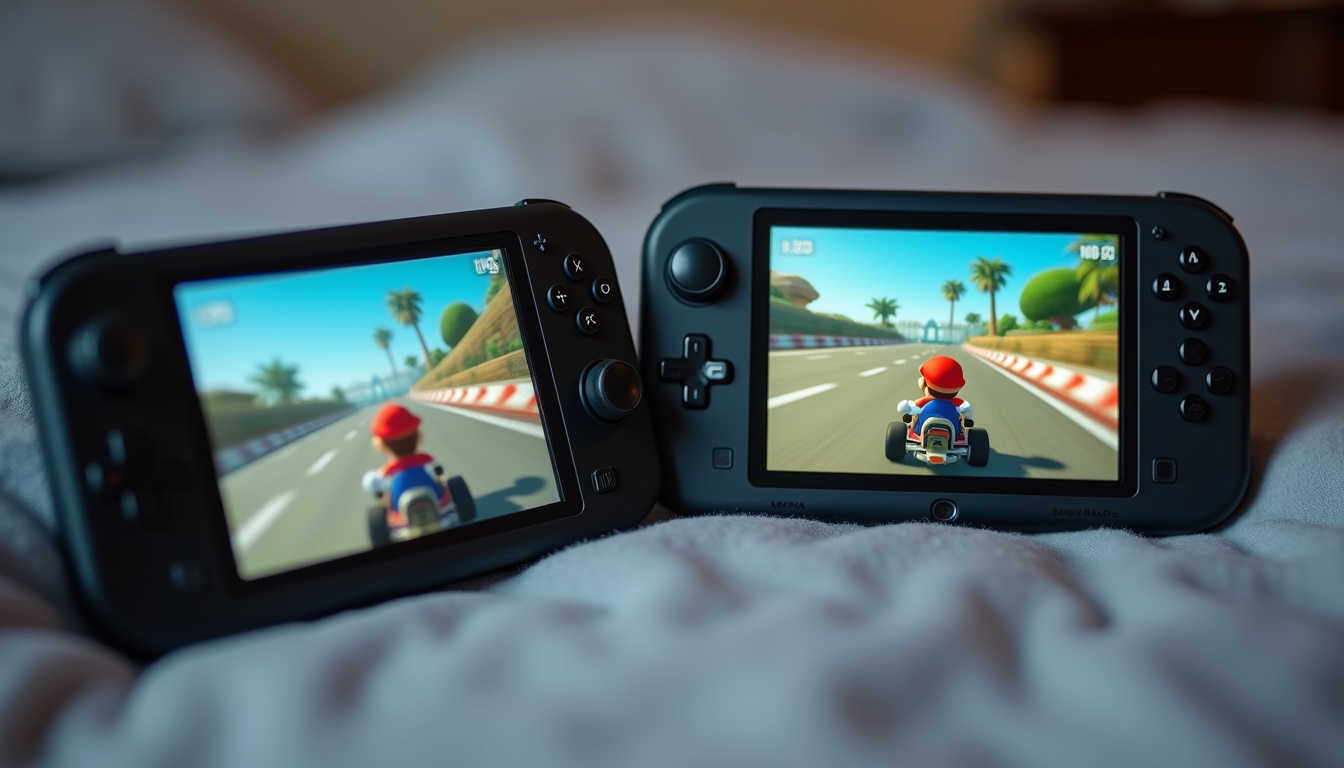 Partie multijoueur de Mario Kart 7 sur Nintendo 3DS, écrans en 3D