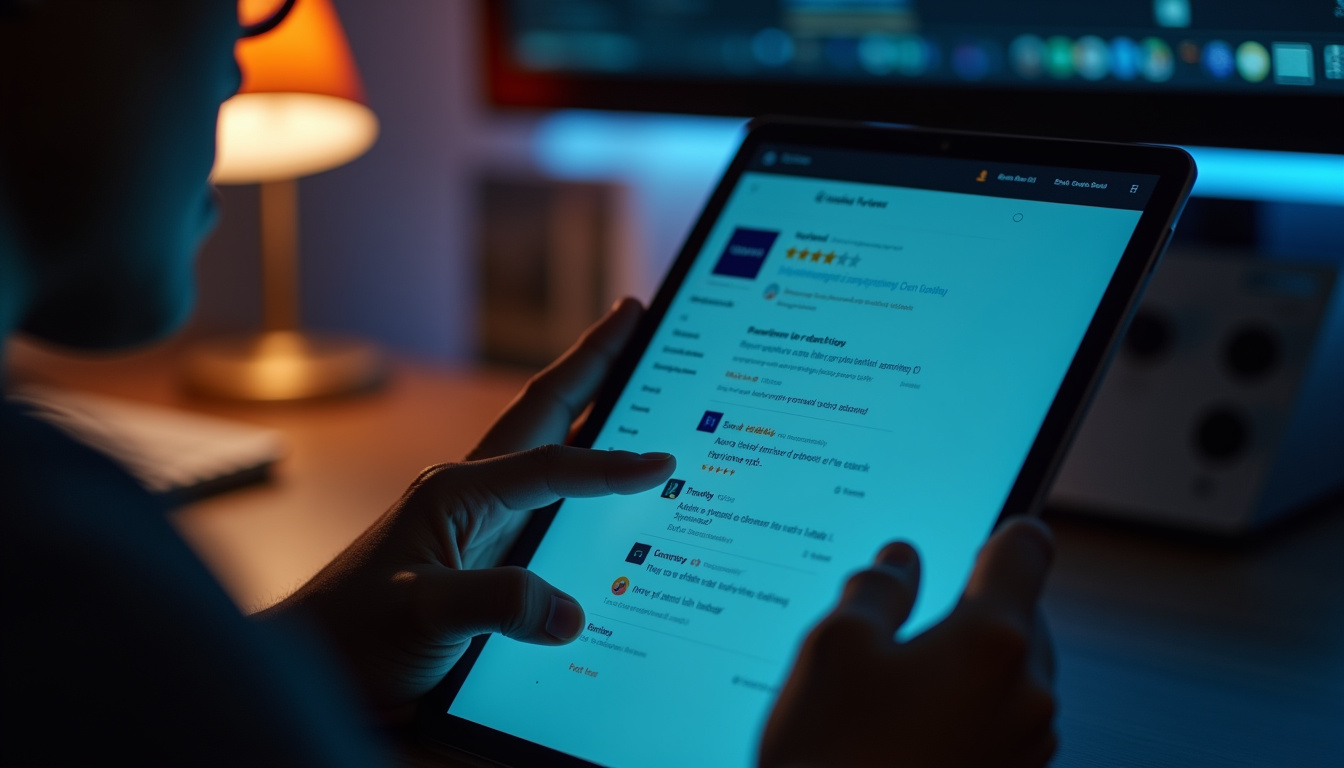 Utilisateur consultant des avis sur Gamma AI sur une plateforme de notation