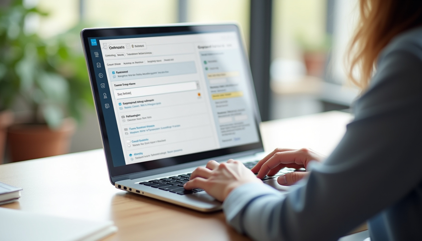 Personne remplissant un formulaire de demande d'Acre sur ordinateur portable