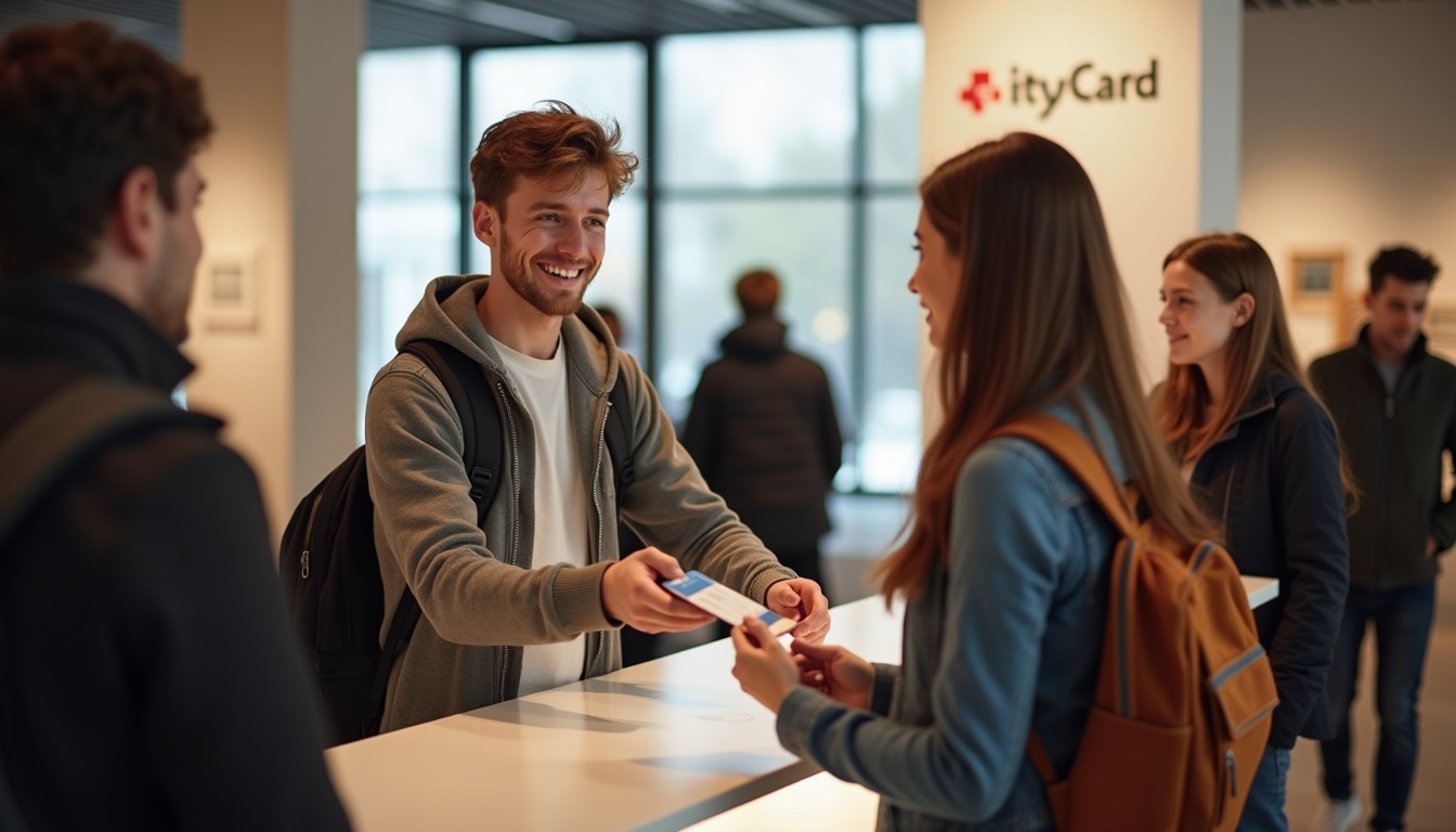 Touriste présentant sa CityCard Gent à l'entrée d'un musée à Gand