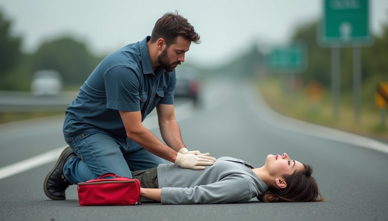Illustration des gestes de premiers secours lors d’un accident routier