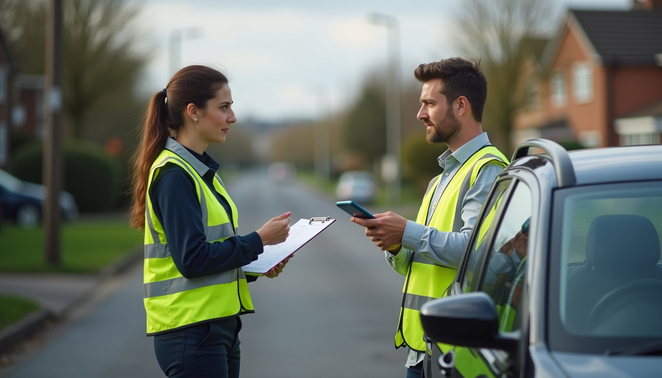 Inspecteur du permis posant une question de sécurité routière à un candidat