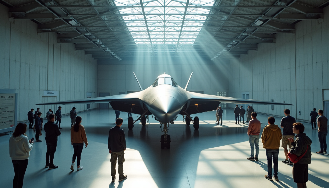 Visiteurs admirant un SR-71 exposé dans un musée aéronautique au Japon