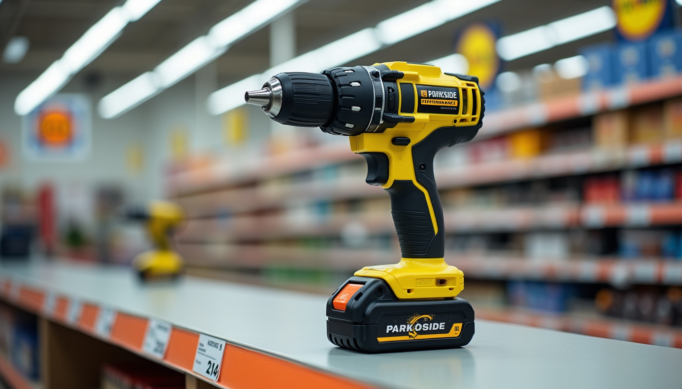 Étiquette de prix d’un outil Parkside Performance en magasin Lidl